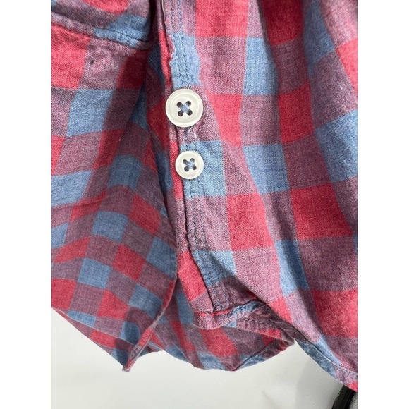 J. Crew Men's Slim Fit Cotton Blue Red Checkered Lightweight Button Down XS - Picture 6 of 8